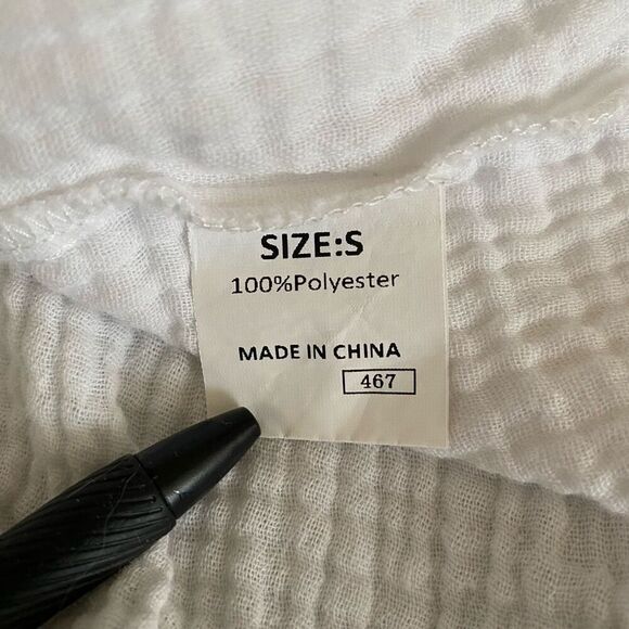 Women’s button down short sleeve maxi collar dress or swim cover up white - Picture 7 of 10